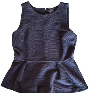 Attention Women's Black Sleeveless Ribbed Peplum Top Blouse Size L Work Casual